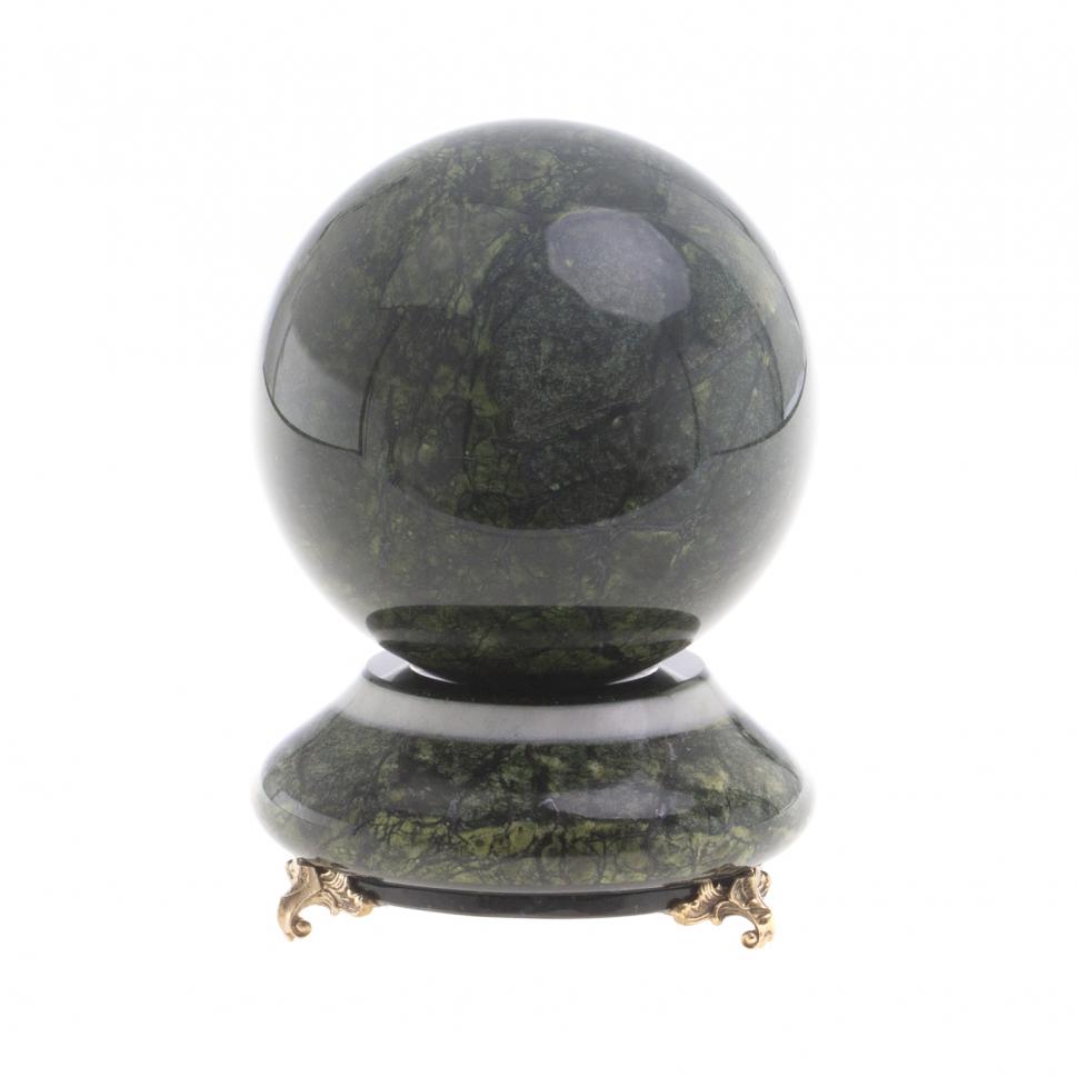 Шар "Антистресс" 10 см из темно-зеленого змеевика фото 1 — 