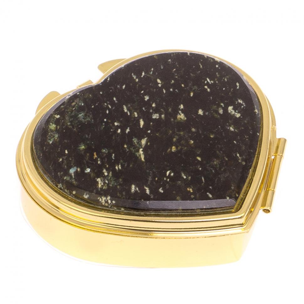 Таблетница "Сердце" на 3 отделения камень мусковит, цвет золото фото 1 — 