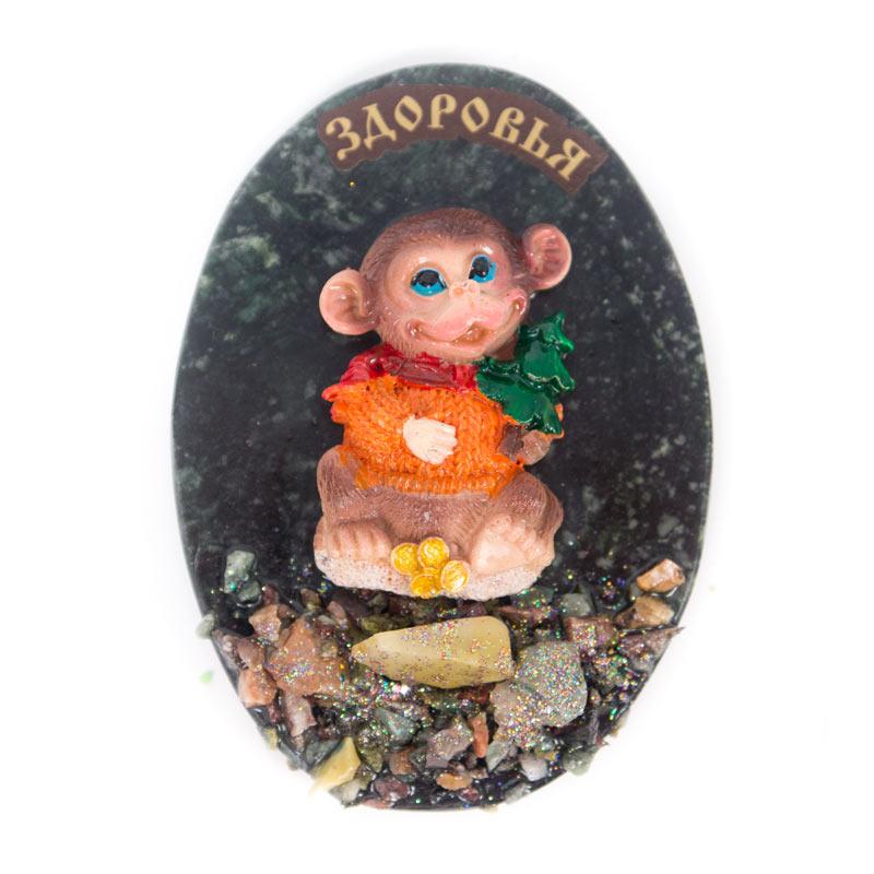 Магнит "Обезьянка в свитере "Здоровья" змеевик фото 1 — 