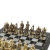 Шахматы подарочные "Железнодорожники" из бронзы и серого мрамора, доска 40х40 см фото 3 — 
