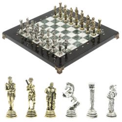 Шахматы подарочные &quot;Афина&quot; 32х32 см из змеевика и мрамора — 