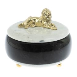 Шкатулка круглая &quot;Лев&quot; из мрамора — 