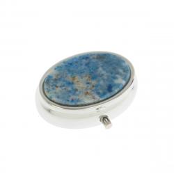 Таблетница овальная на 2 отделения камень иркутский лазурит  5,5х4,5х2 см — 