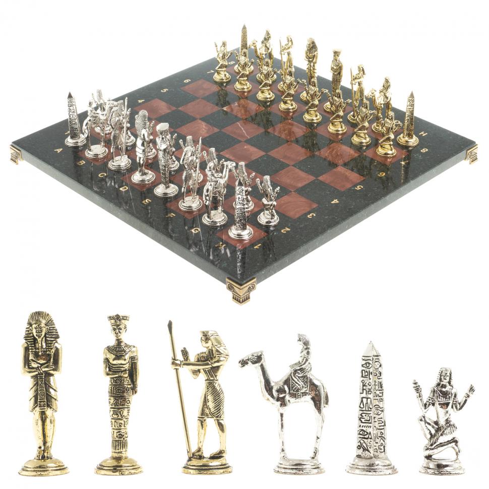Шахматы "Древний Египет" доска 40х40 см лемезит змеевик фото 1 — 