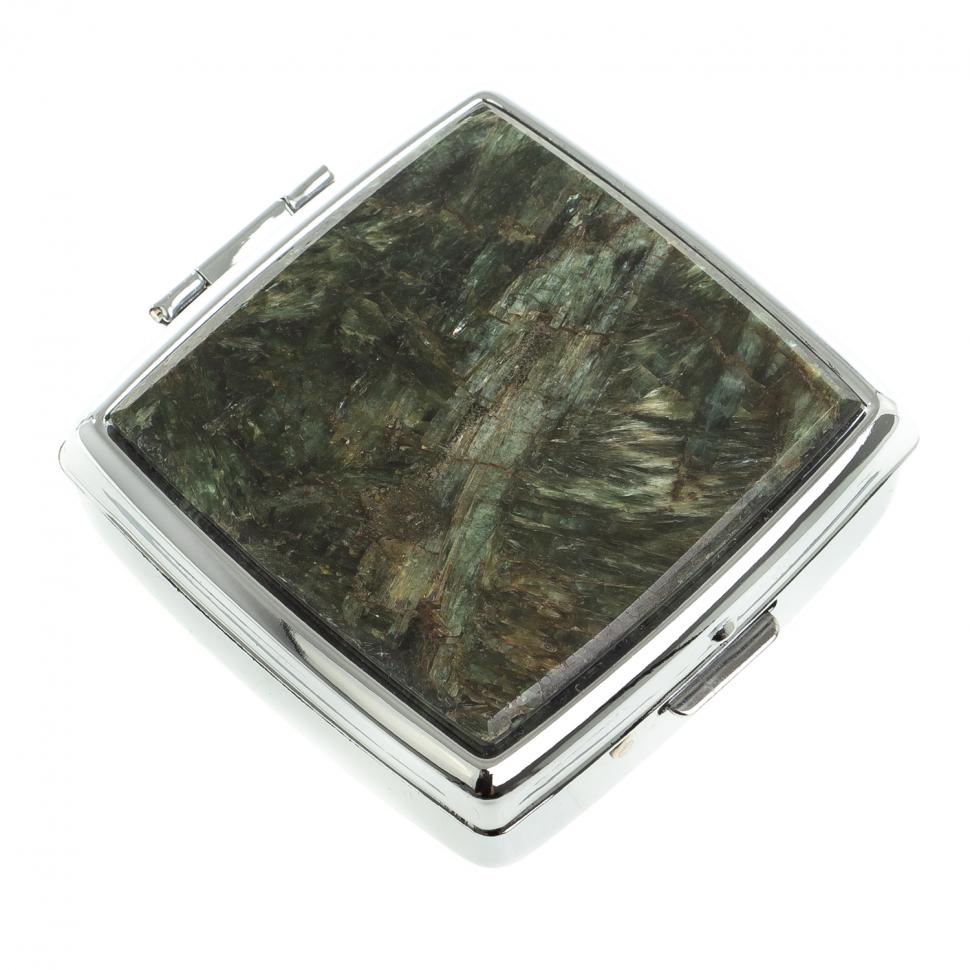 Таблетница на 2 отсека камень актинолит цвет серебро фото 1 — 