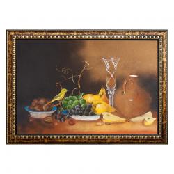 Натюрморт &quot;Фрукты с канарейкой&quot; багет 46х66 см, каменная крошка — 