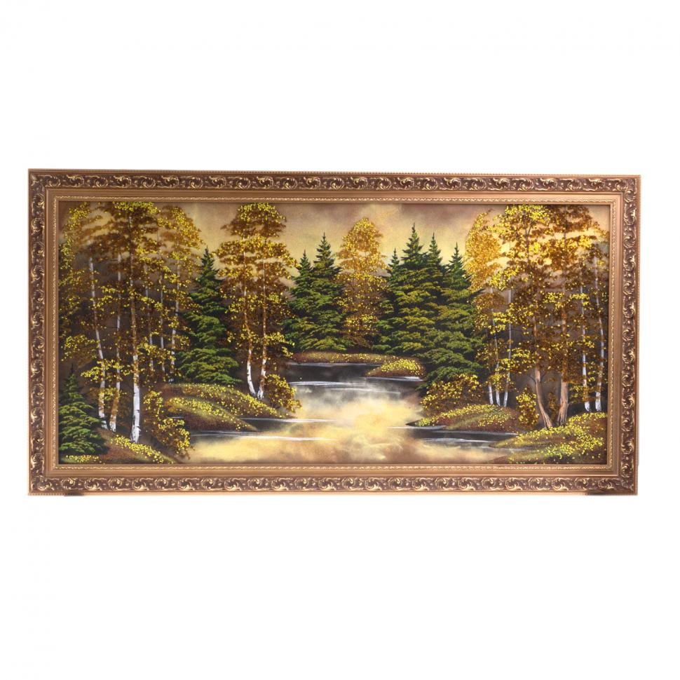 Картина "Осенняя ночь" багет №9 50х100 см, рисунок каменная крошка фото 1 — 