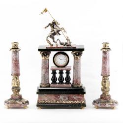 Каминные часы из бронзы с подсвечниками &quot;Святой Георгий&quot; — 