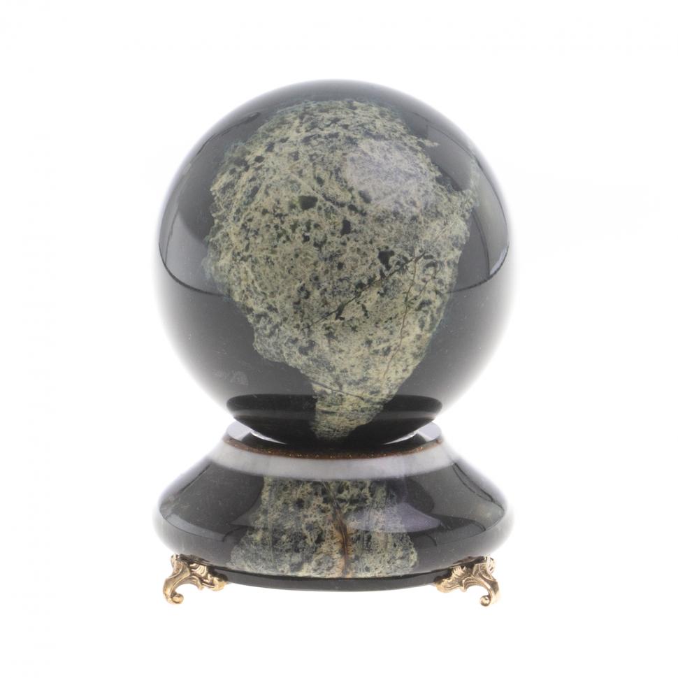 Шар "Антистресс" 10,5 см из черного змеевика фото 1 — 