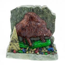 Сувенир &quot;Кабан&quot; камень змеевик — 