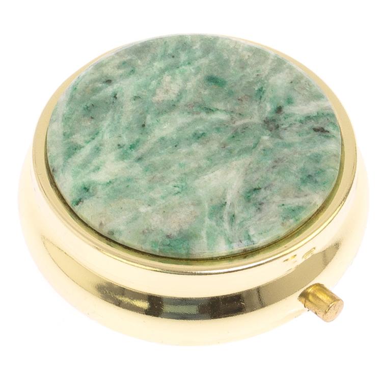 Таблетница на 3 отсека камень лиственит цвет золото фото 1 — 