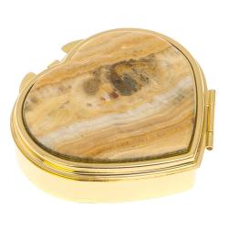 Таблетница &quot;Сердце&quot; на 3 отделения камень оникс цвет золото — 