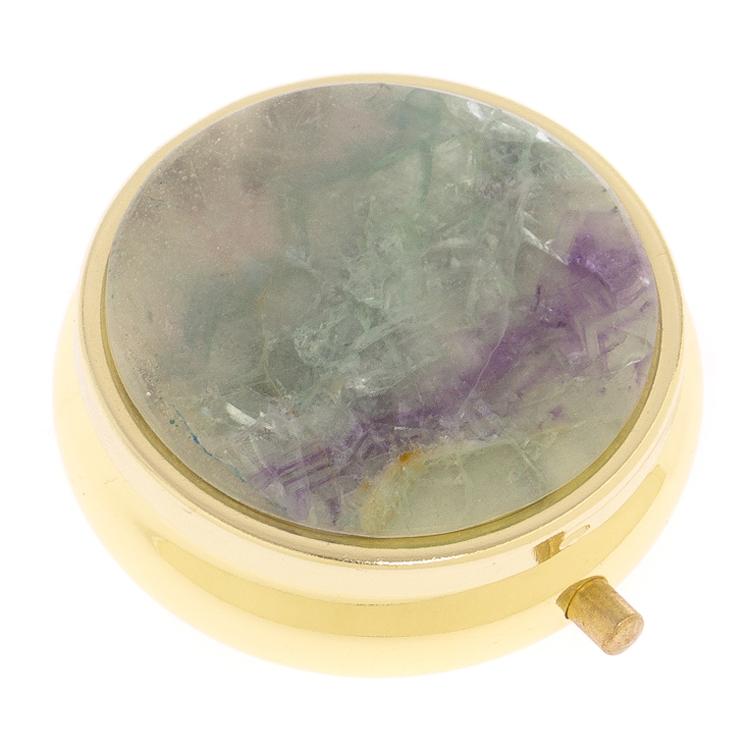 Таблетница на 3 отделения зеленый флюорит цвет золото фото 1 — 