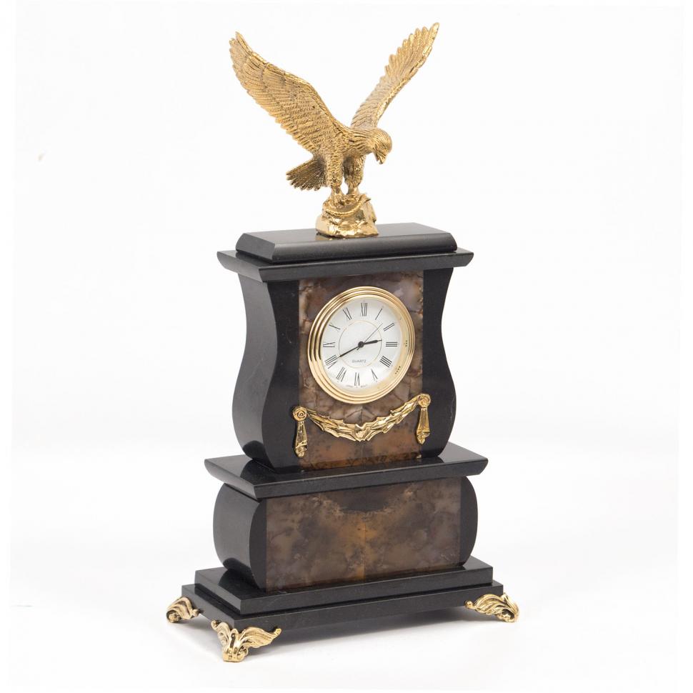 Настольные часы «Орел» камень агат бронза фото 1 — 