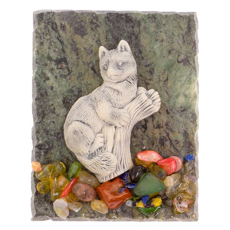 Магнит "Соболь на бревне" змеевик мрамолит фото 1 — 