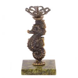 Подсвечник &quot;Морской конёк&quot; бронза змеевик — 