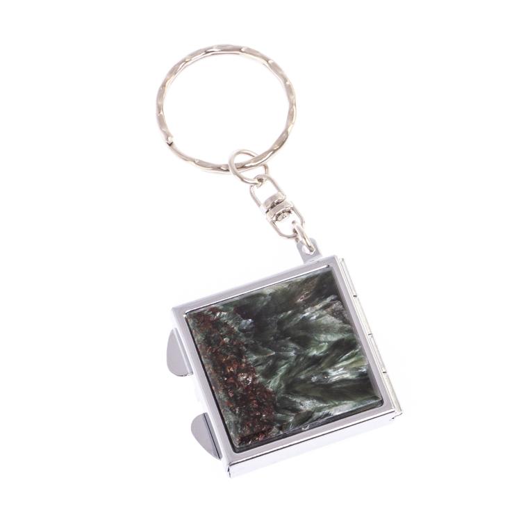 Складное зеркало брелок из серафинита квадратное фото 1 — 