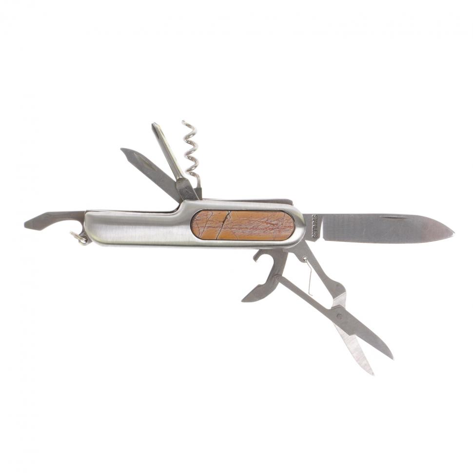 Нож мультитул складной 7 в 1 с камнем яшма фото 1 — 