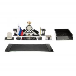 Настольный набор &quot;Герб&quot; из мрамора с лотком А4 и бюваром — 