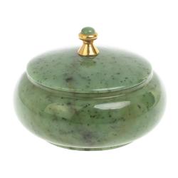 Шкатулка из нефрита круглая 11,5х11,5х8 см — 