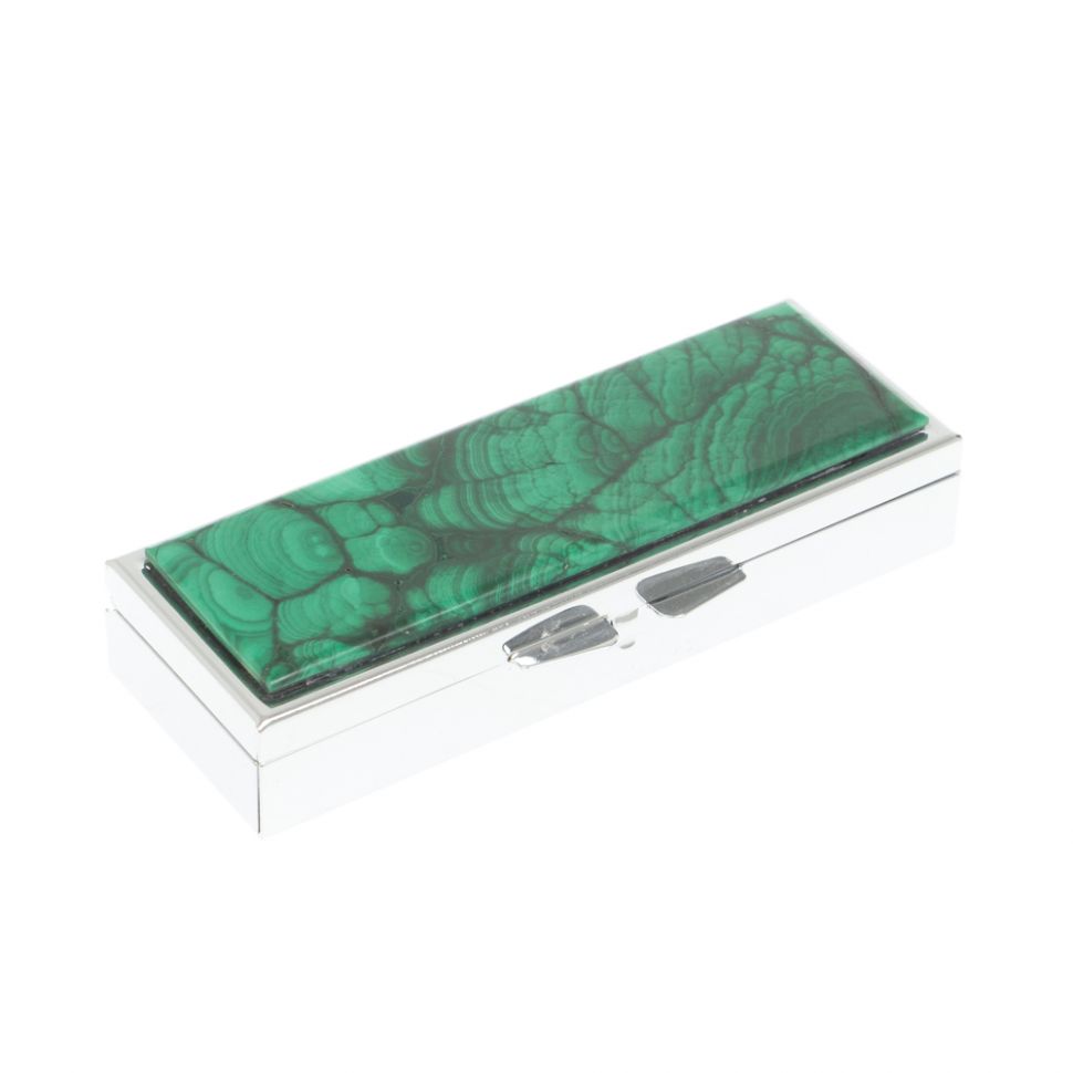 Таблетница на 3 отделения малахит цвет серебро фото 1 — 