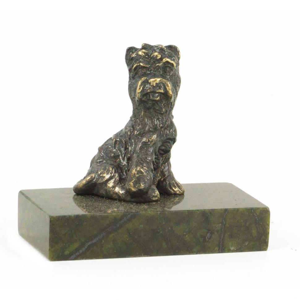 Статуэтка из бронзы и змеевика "Собачка малая №6" фото 1 — 