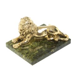 Статуэтка &quot;Лев&quot; из змеевика и бронзы — 