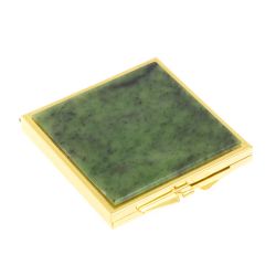 Зеркало квадратное карманное из камня нефрит цвет золото — 