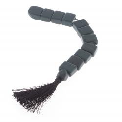 Четки перекидные из зеленого обсидиана 12 зерен с кисточкой — 