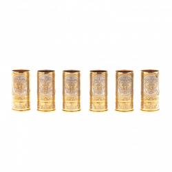 Набор стопок &quot;Герб России&quot; 6 шт в кожаном патронташе Златоуст — 