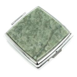 Таблетница на 2 отсека камень жадеит цвет серебро — 