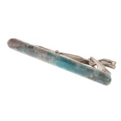 Зажим для галстука камень голубой апатит — 