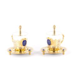 Кофейный набор &quot;Лазуритовый&quot; на 2 персоны 170 мл фарфор Златоуст — 