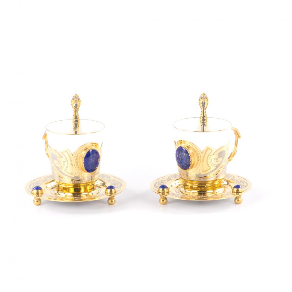 Кофейный набор "Лазуритовый" на 2 персоны 170 мл фарфор Златоуст фото 1 — 