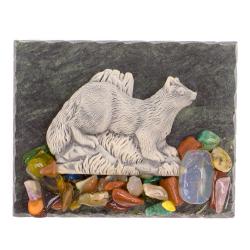 Магнит &quot;Соболь на траве&quot; змеевик мрамолит — 