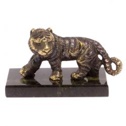 Статуэтка из бронзы &quot;Амурский тигр&quot; темно-зеленый змеевик — 