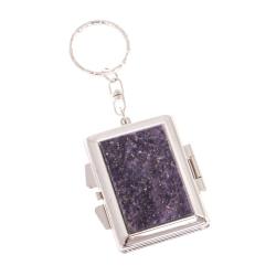 Складное зеркало брелок из сиреневого флюорита прямоугольное — 