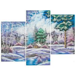 Картина модульная на камне &quot;Домик в горах&quot; 70х90 см — 