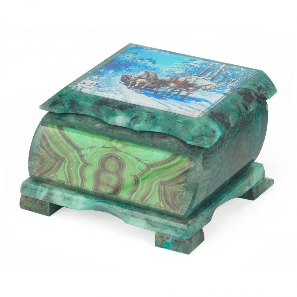 Шкатулка "Тройка лошадей" н1 13х10х7,5 см фото 1 — 