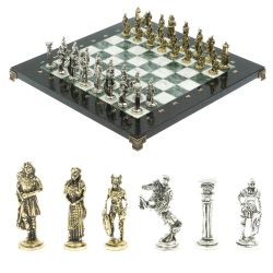 Шахматы подарочные &quot;Галлы и Римляне&quot; 36х36 см из мрамора и змеевика — 