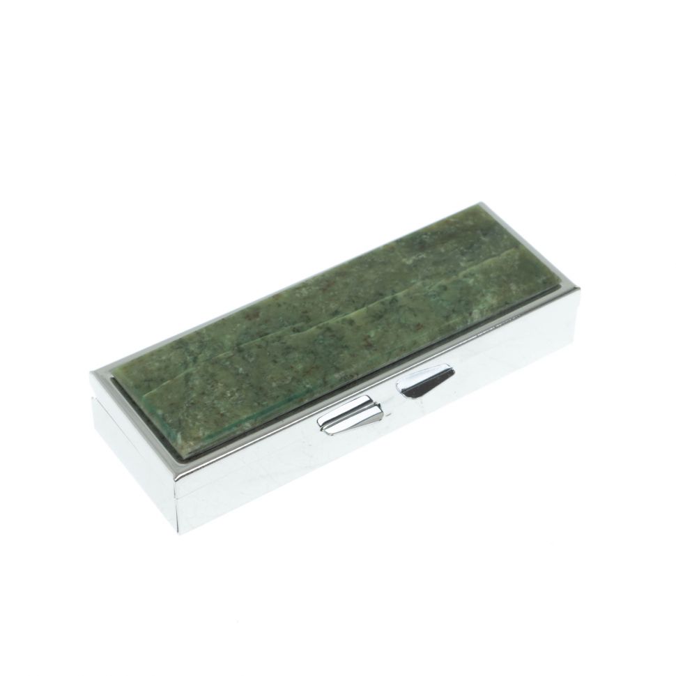 Таблетница на 3 отделения камень жадеит цвет серебро фото 1 — 