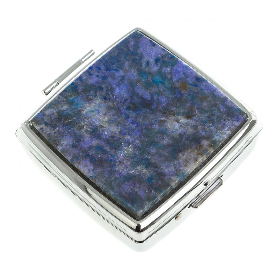 Таблетница на 2 отсека камень лазурит иркутский цвет серебро фото 1 — 