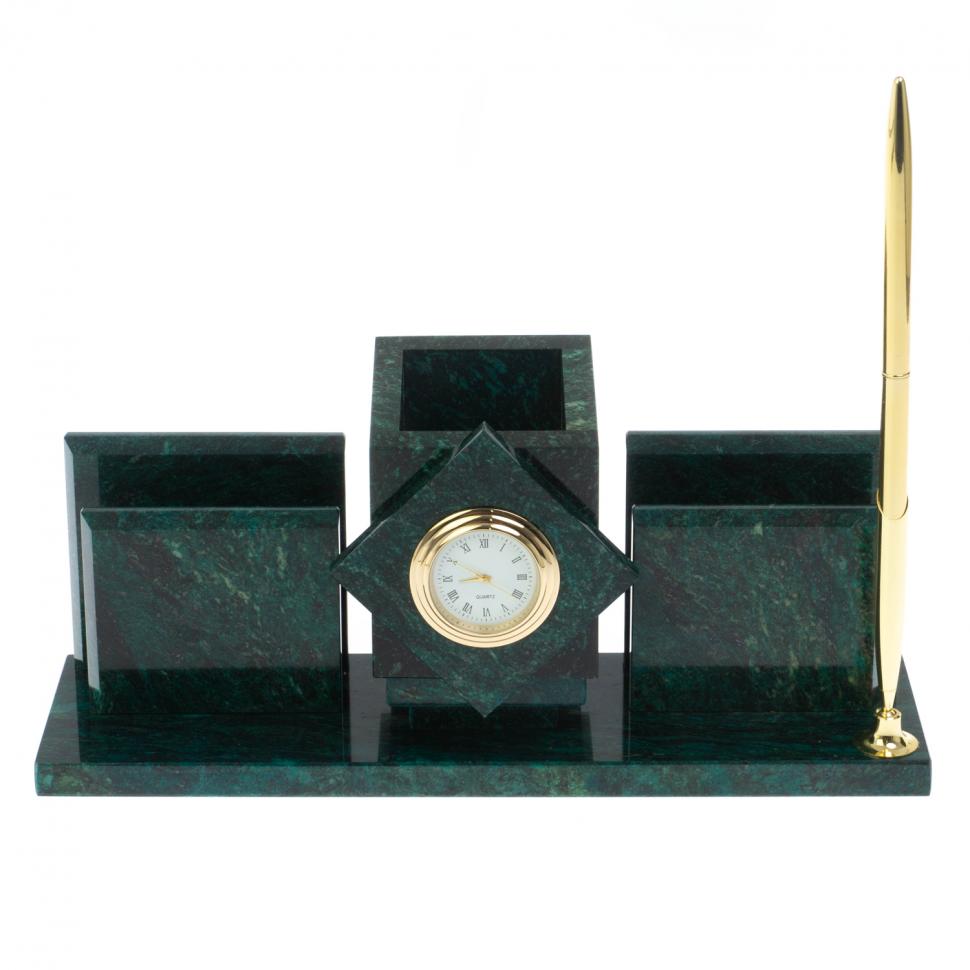 Письменный прибор "Менеджер" камень змеевик фото 1 — 