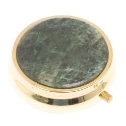 Таблетница на 3 отсека камень зеленый апатит цвет золото — 