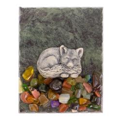 Магнит &quot;Лисенок спит&quot; змеевик мрамолит — 