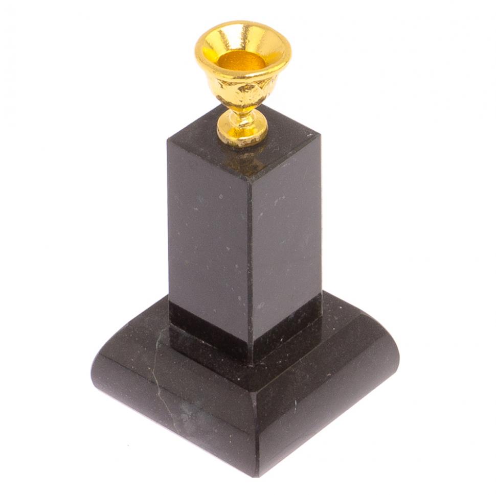 Подсвечник церковный "Столбик" черный змеевик фото 1 — 