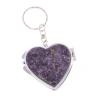 Складное зеркало брелок из сиреневого флюорита сердце фото 1 — 
