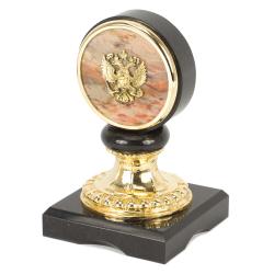 Настольная принадлежность подставка &quot;Герб России&quot; камень яшма долерит — 