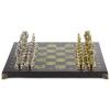 Подарочные шахматы "Средневековые рыцари" доска 44х44 см из камня змеевик фото 2 — 