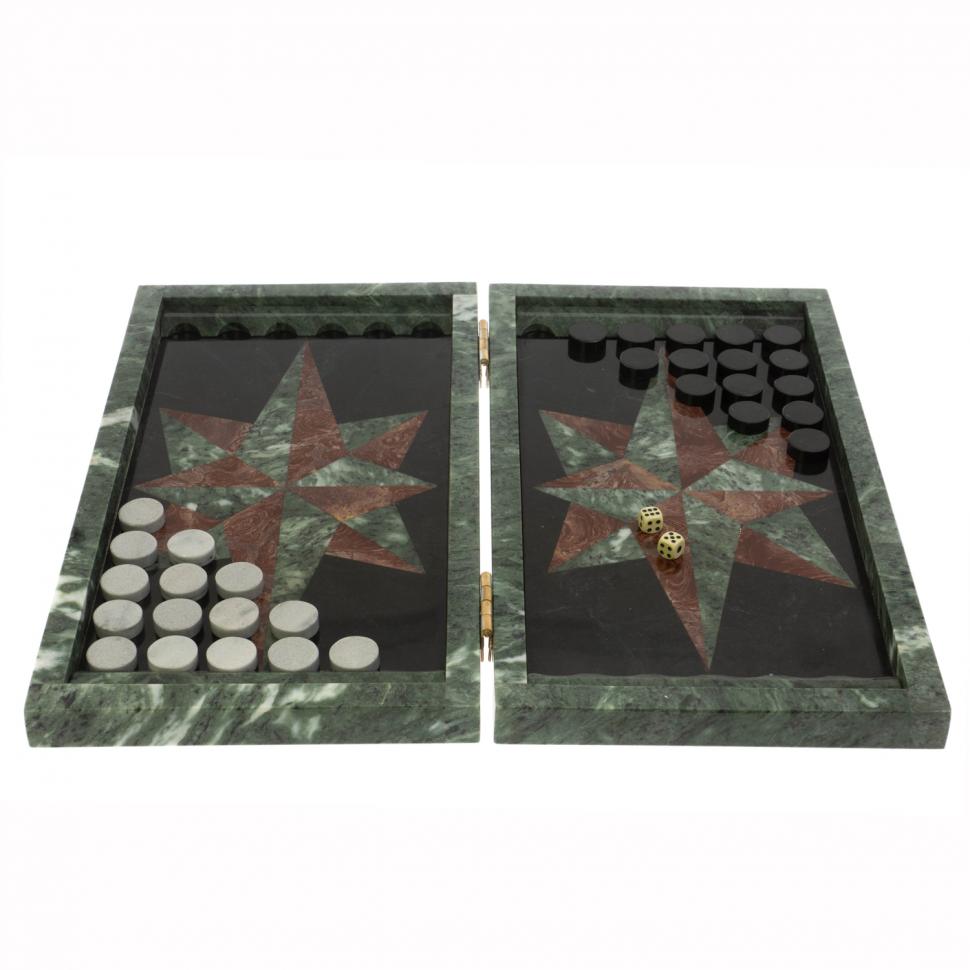 Подарочные нарды "Роза ветров" лемезит шабровский змеевик фото 1 — 